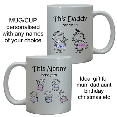 Personalised Mummy Daddy Belongs To Gift Mug Boys Girls Kids Fathers Day Present • £10.95