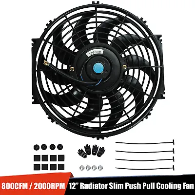 12  Inch Universal Slim Fan Push Pull Electric Radiator Cooling 12V Mount Kit • $22.99