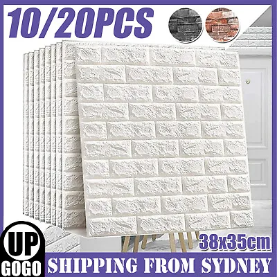 10/20pcs 3D Wallpaper Wall Panels Self Adhesive Brick Waterproof Foam Stickers • $15.99