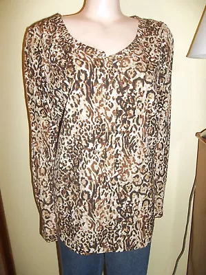 Merona Long Sleeve Animal Print Tunic Shirt Xxl New  • $10.99