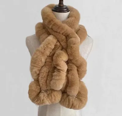  100% Real Rabbit Fur Scarf / Fur Collar /wrap/cape Wonderful Christmas Gift • $29.99