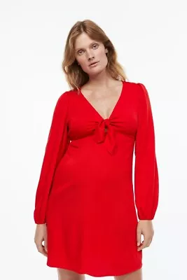 NWT H&M Maternity Tie-Detail Red Dress Size S • $25