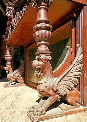 Victorian Horner Oak Winged Griffin Sideboard Top • $1650