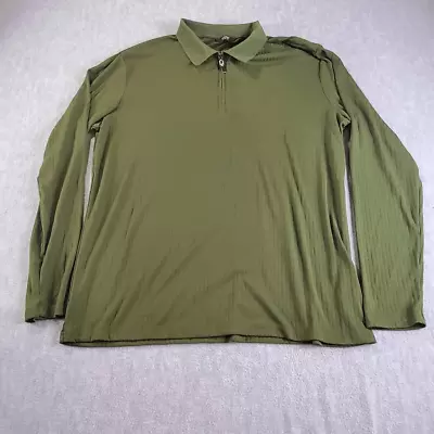 Coofandy Shirt Mens XL Green Ribbed Long Sleeve Half Zip Polo • $16