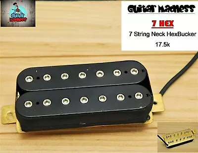 G.M. 7 Hex 7 String Hot Hexbuckers Black Neck With Chrome Poles • $21.95