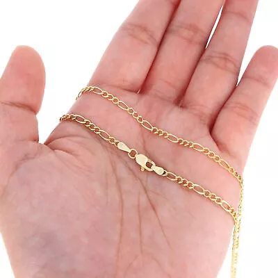 10K Yellow Gold Solid Figaro Chain Necklace Or Bracelet 1mm-9.5mm Mens Womens • $126.98