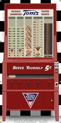 Toms Toasted Peanuts Vintage Vending Machine Replica Remake Printed Prop Mural • $52.75