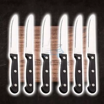 🔥6x Steak Knives Stainless Steel Cutlery Set Meat Dining Table Knife Kitchen UK • £4.45