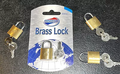 Four Brass American Tourister Mini Padlock Luggage Travel Lock Keys • $12