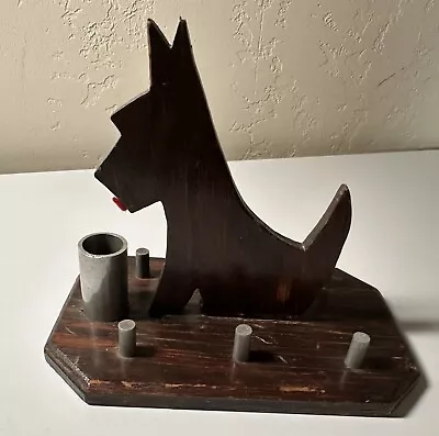 Vintage Scottie Dog Wooden Sewing Thread Spool Holder Hand Made Folk Art • $34.30