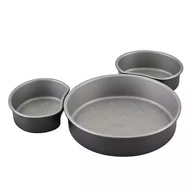 Cartoon Bake With Mouse 3 Piece Nonstick Mouse Head Cake Pan Set Black • $22.89