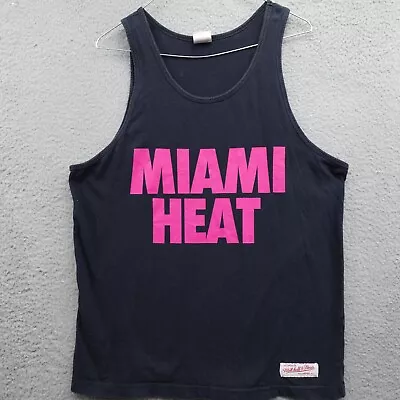 Miami Heat Shirt Adult Large Black Pink Mitchell & Ness Basketball NBA Men's • $17.50