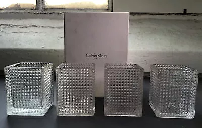 Calvin Klein Home Terrastone Pillar Candle Holder Lot Of Four Vintage • £25.65