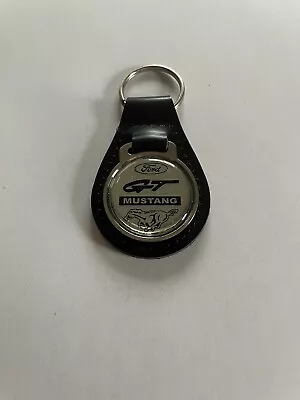 Ford Mustang GT Keychain Black Leather Ford Key Chain Silver • $19.49