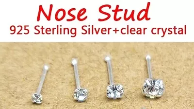 .925 Sterling Silver Tiny 1.5mm - 3mm Gem 24g Nose Bone Stud Bar Ring Piercing • $4.99