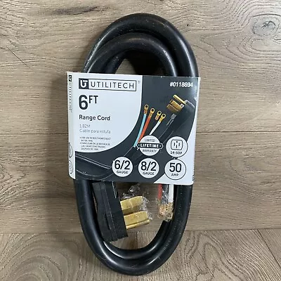 Utilitech 6ft Range Cord 6/2 & 8/2 Gauge 50 Amp 4-Wire/Prong #0118694  - 6 Foot • $22.95