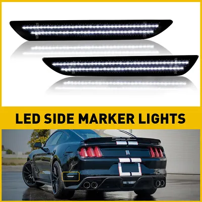 2PCS Smoked White LED Rear Bumper Side Marker Lights For 2015-2022 Ford Mustang • $21.84