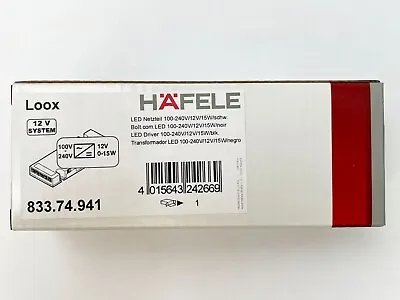 HAFELE Loox 12V LED Light Driver - 15W No Sensor Port 833.74.941 + Power Cable • $27.99