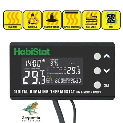 Habistat Digital Dimming Thermostat With Day & Night & Timers | New Design • £71.99