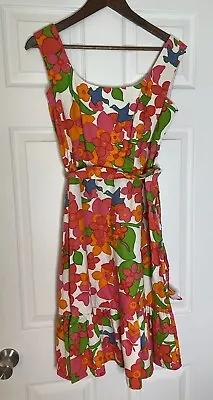 MALIA VINTAGE MADE IN HAWAII BELTED TANK DRESS IN FLORAL/BIRD PRINT - Size 12 • $75