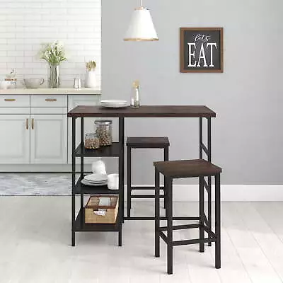 3 Piece Dining Pub Set Counter Height With Backless Barstools Espresso • $178.80
