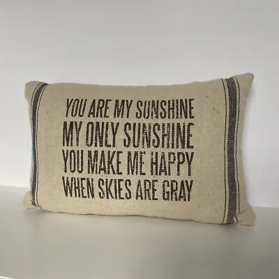 You Are My Sunshine Square Throw Pillow Primitives Kathy Beige Rustic • £17.09