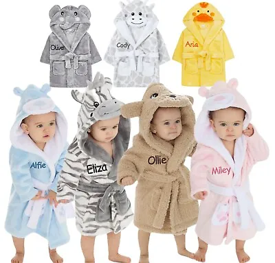 Personalised Baby Robe Girl Boy Dressing Gown Novelty Bathrobe Gift Name 0-24 M • £15.95