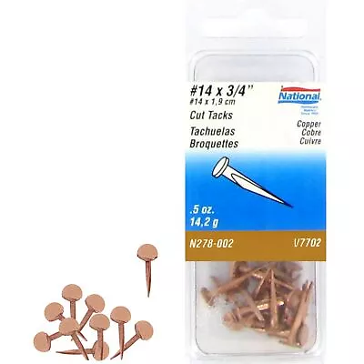 National Hardware N278-002 Copper Cut Tacks 3/4  #14 1/2 Ounce 16 Pieces • $6.71