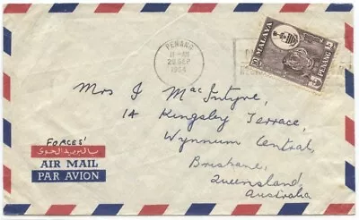 Malaya Penang 1964  Forces Air Mail  Cover To Australia W/Tiger 10c Solo • $14.99