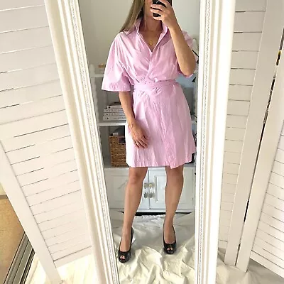 By Johnny Size 8 Pink Wrap Shirt Dress RRP $199 Business Collar • $50