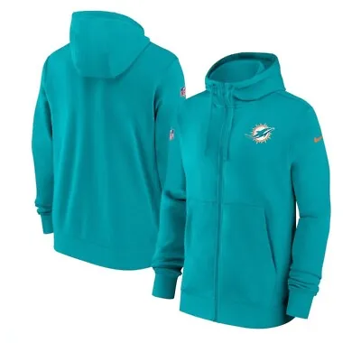 Men's Miami Dolphins Nike Aqua Sideline Club Performance Full-Zip Hoodie L NWT • $100