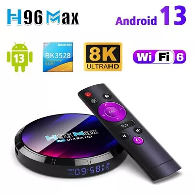 Android TV Box H96 MAX RK3528 4GB RAM 64GB ROM Android Box 2.4G/5.8G WiFi6 4K • $40.13