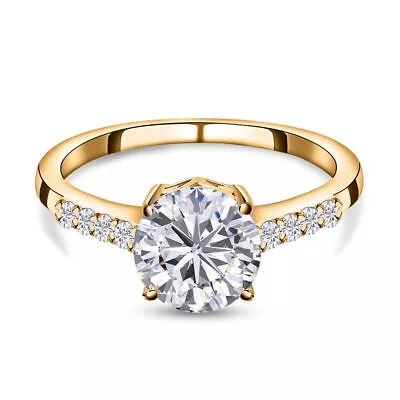 TJC Moissanite Solitaire Ring Yellow Gold Over Silver Metal Wt. 2.5 Grams • £35.99