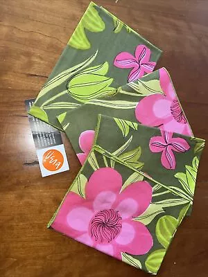 Vera Neumann Vintage Four Piece Napkin Set Pink And Green Floral NOS • $42