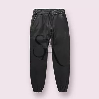 Men Genuine Lambskin Leather Biker Style Pants Black Leather Pant Men's LGBT • $100