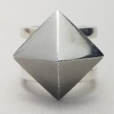 QVC Solid Sterling Silver Pyramid Ring Hallmarked Size UK K 1/2 US 5.5 • £27.99