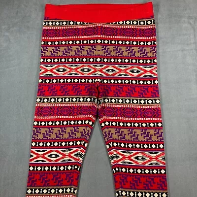 Torrid Thick Leggings Pants Black Brown Blue Terra Cota Aztec Print Size 2 • $17.98