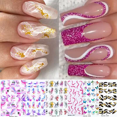 3D Nail Sticker White Leaves Adhesive Nail Art Decals Manicure Tip Valentine CA • $0.87