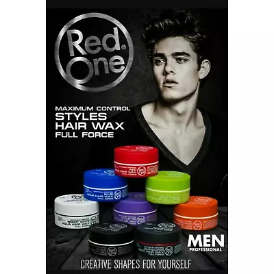 3 X Red One Aqua Hair Gel Wax Full Force Maximum Control 150ml (three Tubs) • £12.49