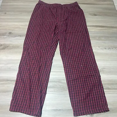 Old Navy Pajama Pants Mens Large Red Plaid Elastic Waist Warm Christmas EUC • $18.88