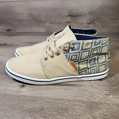 Vans Women's Size 10 Shoes Mid Top Tan Blue Tribal Aztec Print • $13.99