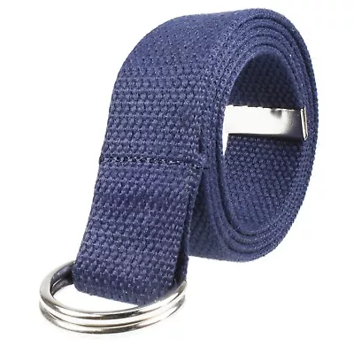 Canvas Web D Ring Belt Silver Buckle Military Style For Men & Women • $6.75