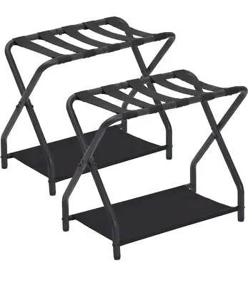  Luggage Rack Foldable Suitcase Stands For Guest Room Metal Set Of 2 Black • $34.99