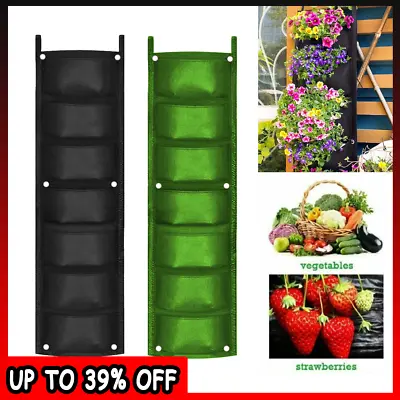 7 Pocket Wall Hanging Planting Bag Vertical Flower Grow Pouch Planter Garden NEW • £4.94