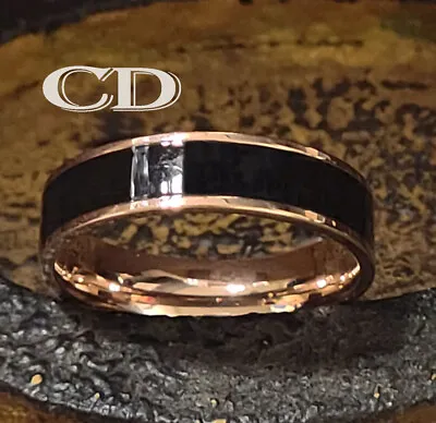 Men's Rose Gold And Black Ceramic Wedding Ring - Wedding Ring For Guys • $15.50