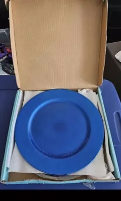 MAONAME Set Of 6 Blue Plates 13” Round Plastic Dinner Plate. • $16.99