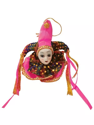 Jester Doll Hot Pink Magnet Shelf Party Favor Ornament Mardi Gras • $8.29