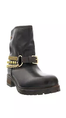 Love Moschino  Gold Tone Embellished Biker Boots- • $99.99