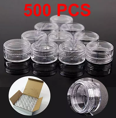 500 Pcs 3 Gram High Quality Jar Clear Lid Makeup Cream Container Jewelry 3g 3ml • $64.99