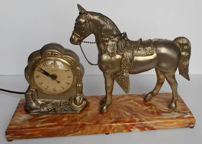 Vintage Working Saddled Horse Cowboy Theme United Electric Clock Model 310 • $68
